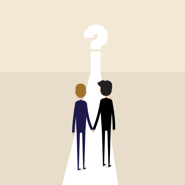 商人走进一扇敞开的门。商人看着大大的问号符号。接下来是什么概念。大问号就要来了。矢量图图片下载