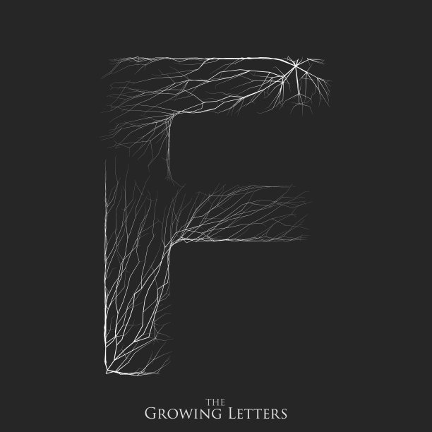 分支或裂纹字母的向量字母F。符号由不断增长的白线组成。断裂的信件。灯光映衬出大写字母的轮廓。抽象的字体。图片下载