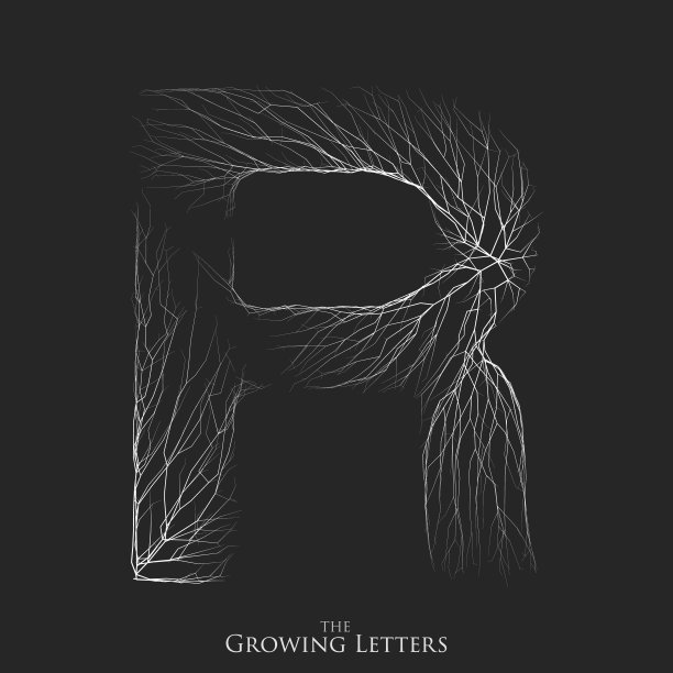 向量字母R的分支或破碎的字母表。由不断增长的白线组成的R符号。断裂的信件。灯光映衬出大写字母的轮廓。抽象的字体。图片下载