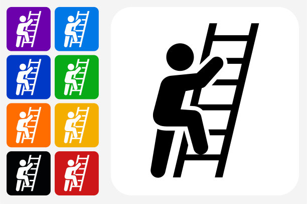 成功阶梯方形按钮图标集图片下载