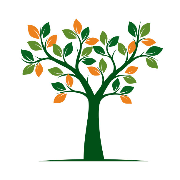 绿色的春天树与树叶。矢量插图。图片下载