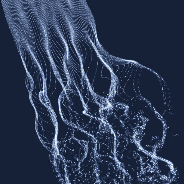 带有动态发射粒子的数组。水溅模仿。抽象的背景。矢量插图。图片下载