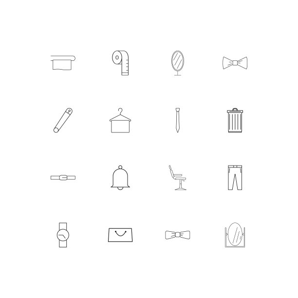 美丽的衣服和衣服线性瘦图标集。勾勒出简单的矢量图标图片下载