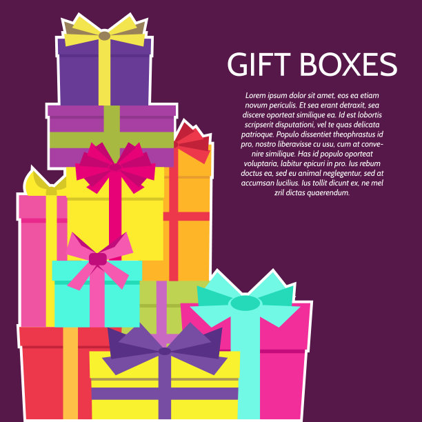 背景与彩色礼品盒图片下载