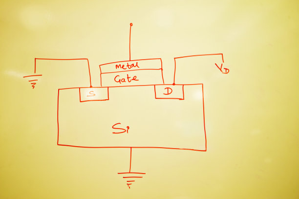 学校工作:一个MOSFET晶体管的电子电路图图片下载