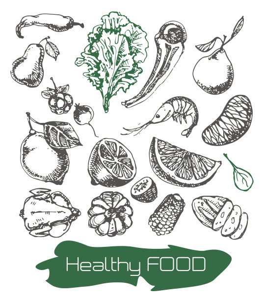 手绘涂鸦健康食品图片下载