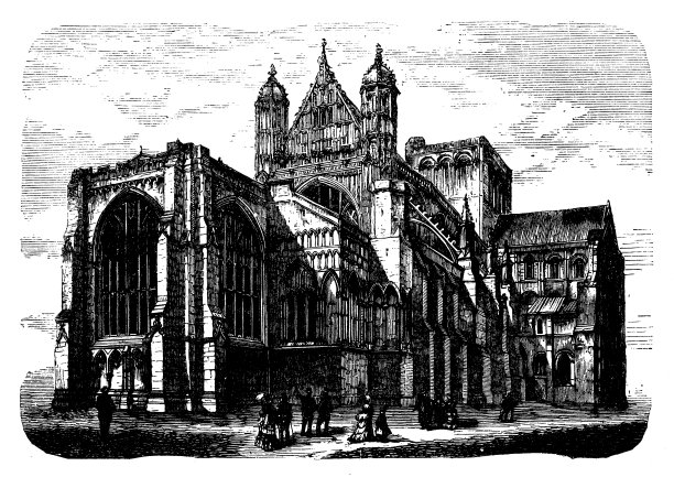 古董雕刻插图:温彻斯特大教堂图片下载