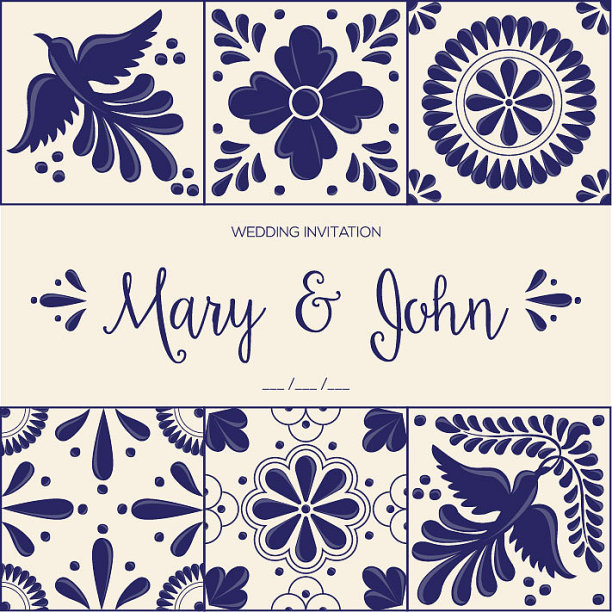 墨西哥传统塔拉维拉风格瓷砖-婚礼组成图片下载