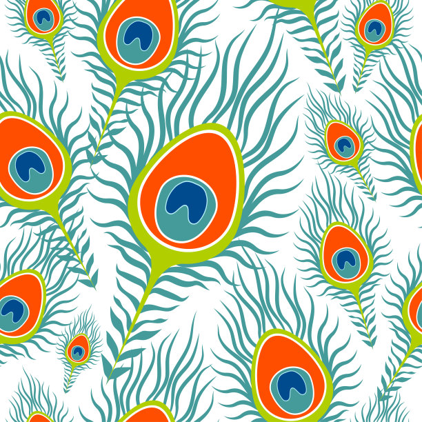 无缝纹理与孔雀羽毛素材图片