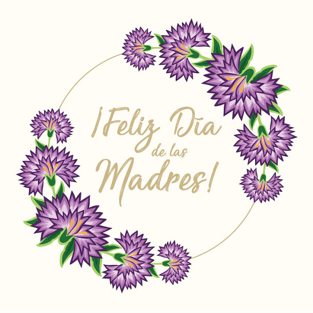 费利斯Día de las Madres(西班牙语母亲节快乐)鲜花贺卡-拷贝空间图片下载
