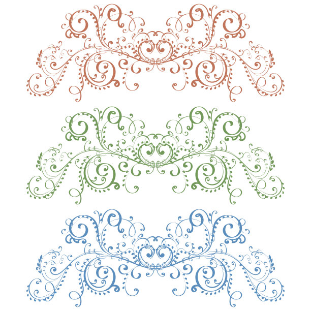 花装饰品。彩色复古装饰孤立在白色背景上图片下载