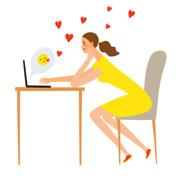 卡通女孩与笔记本上网调情图片下载