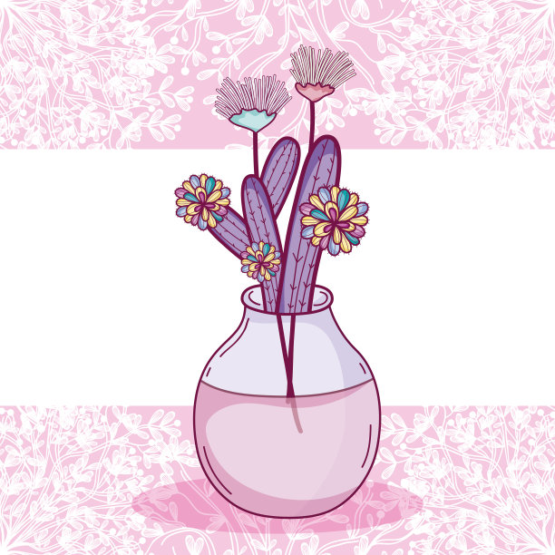 玻璃瓶鲜花卡图片下载