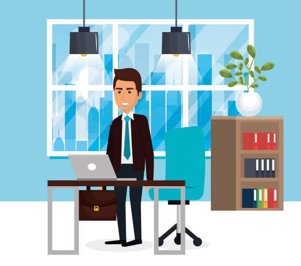 办公室中优雅的商人场景图片下载