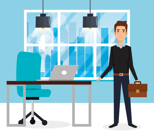 办公室中优雅的商人场景图片下载