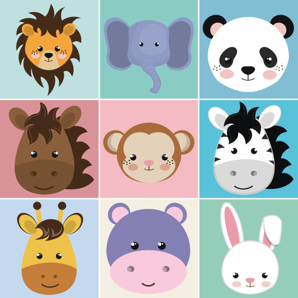 可爱的群头动物角色图片下载