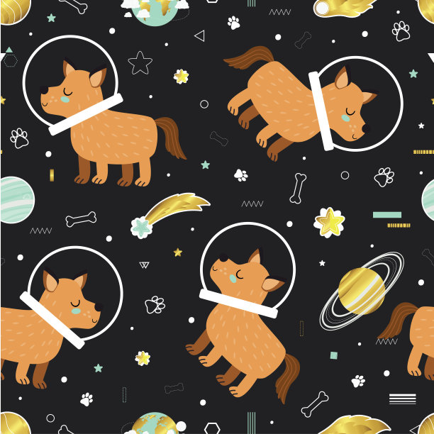 狗和行星的模式图片下载