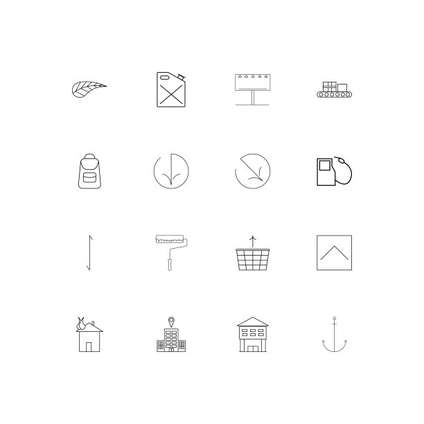 行业线形瘦削图标集。勾勒出简单的矢量图标图片下载