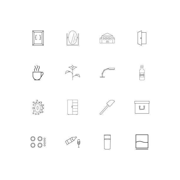 家电线形薄图标集。勾勒出简单的矢量图标图片下载