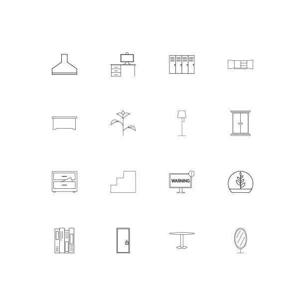 家具和家庭口音线性薄图标集。勾勒出简单的矢量图标图片下载