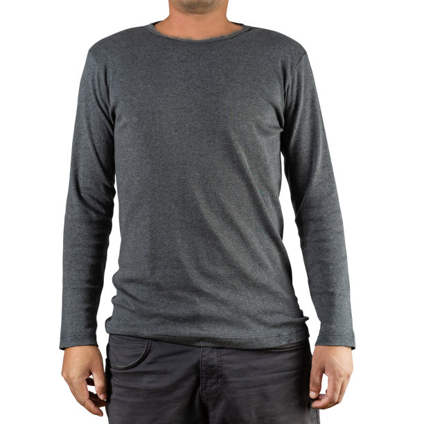 工作室拍摄的男子穿着灰色长袖t恤图片下载