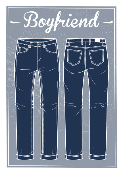 男友风牛仔裤，正反面图片下载