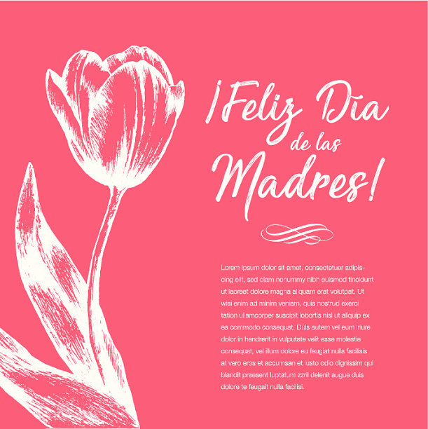 费利斯Día de las Madres(西班牙语母亲节快乐)郁金香花贺卡-复制空间图片下载