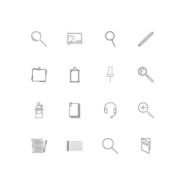 商务和办公室线性瘦图标集。勾勒出简单的矢量图标图片下载