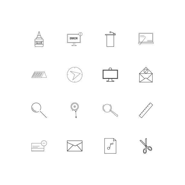 商务和办公室线性瘦图标集。勾勒出简单的矢量图标图片下载