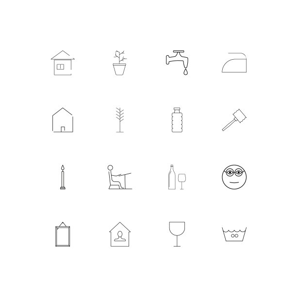 家用电器线性细图标集。轮廓简洁的矢量图标图片下载