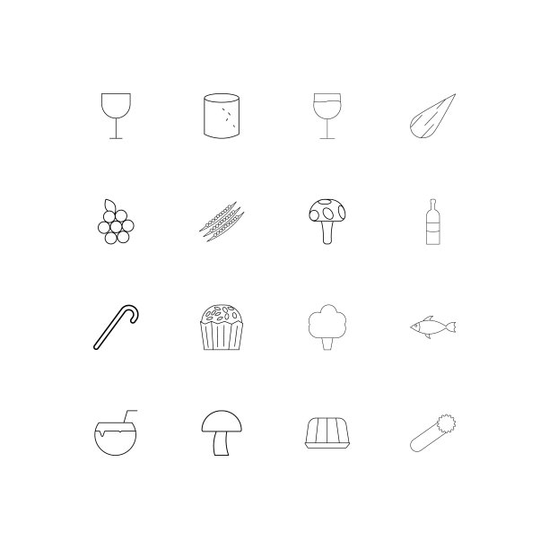 食物和饮料线性瘦图标设置。勾勒出简单的矢量图标图片下载
