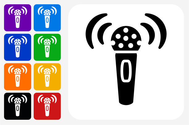 广播麦克风图标方形按钮设置图片下载