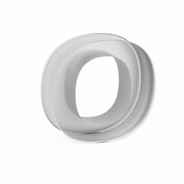 金属烤蛋糕盘或饼干切割机，如大写字母O白色背景，3D渲染图片下载