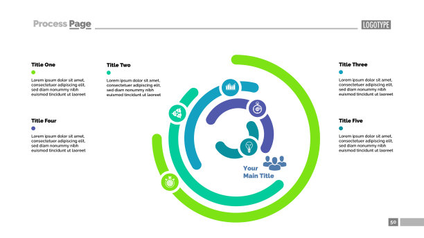 六层甜甜圈图表幻灯片模板图片下载