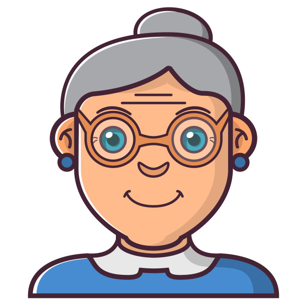 有趣的戴眼镜的祖母。微笑，惊讶，善良，快乐的女人。图片下载