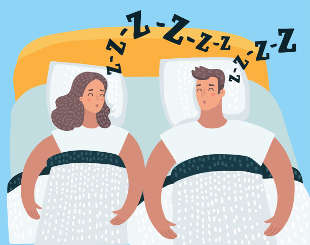 睡在床上的情侣卡向量图片下载