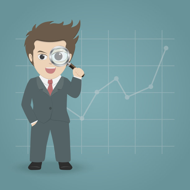 用放大镜看东西的商人。图片下载