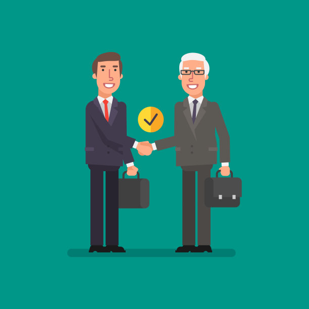 和两个拿公文包的商人握手图片下载