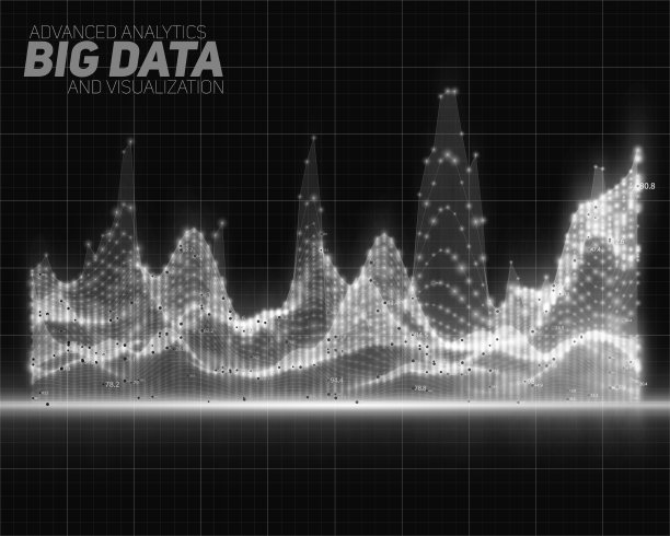 矢量抽象灰度大数据可视化。未来的信息图美学设计。视觉信息的复杂性。复杂的数据线程图形。社交网络或商业分析。图片下载