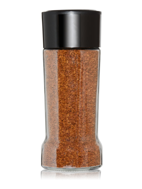 白色背景上的塑料盖隔离的速溶咖啡罐图片下载