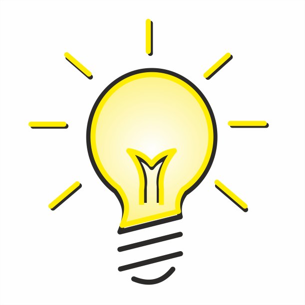 一个发光灯泡的徽章图片下载