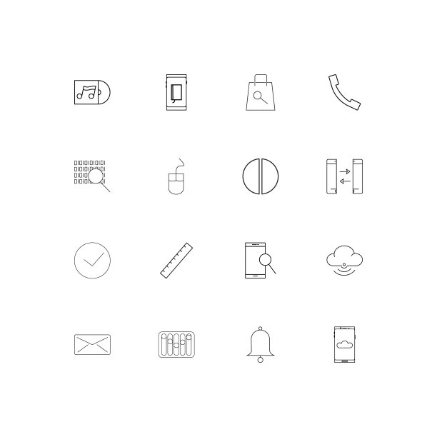 设备线性薄图标集。勾勒出简单的矢量图标图片下载