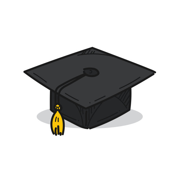 白色背景上的毕业帽插图图片下载