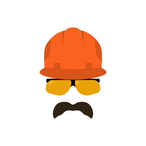 建筑工人戴着建筑头盔，脸上戴着玻璃。产业工人。矢量插图。图片下载