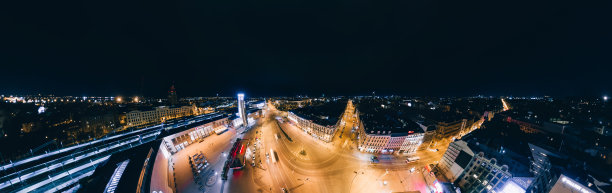 夜景里加城市360 VR无人机图片虚拟现实，无人机全景图片下载