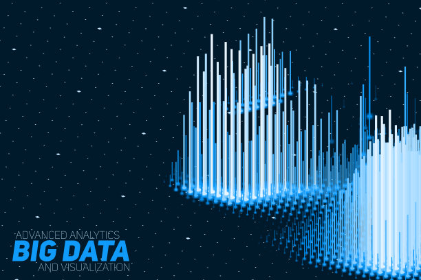 基于条形图的矢量抽象三维大数据可视化。未来的信息图美学设计。视觉信息的复杂性。错综复杂的数据线程条形图。社交网络或商业分析。图片下载