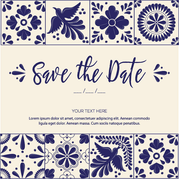 墨西哥传统塔拉维拉风格瓷砖保存日期组成-复制空间图片下载