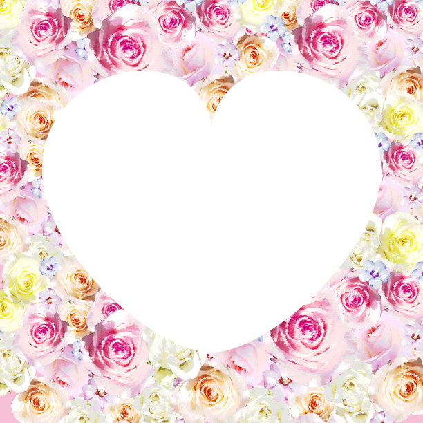 心在一个无缝的玫瑰背景。节日卡片。水彩模式图片下载