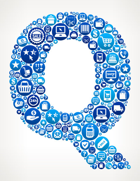 信Q购物和电子商务图标模式图片下载