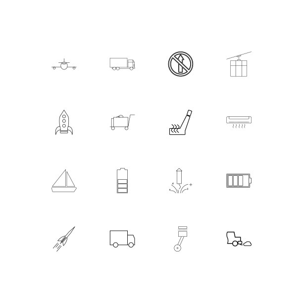 汽车和交通线形瘦图标集。勾勒出简单的矢量图标图片下载